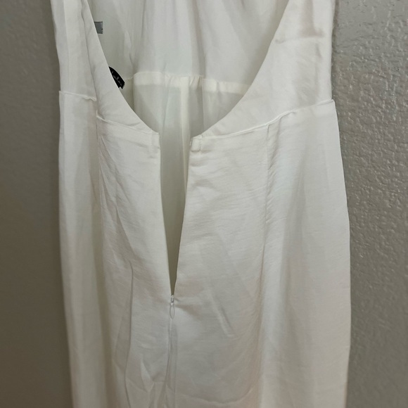 Classy White Satin Halter Wide-Leg Jumpsuit Medium - Picture 6 of 7